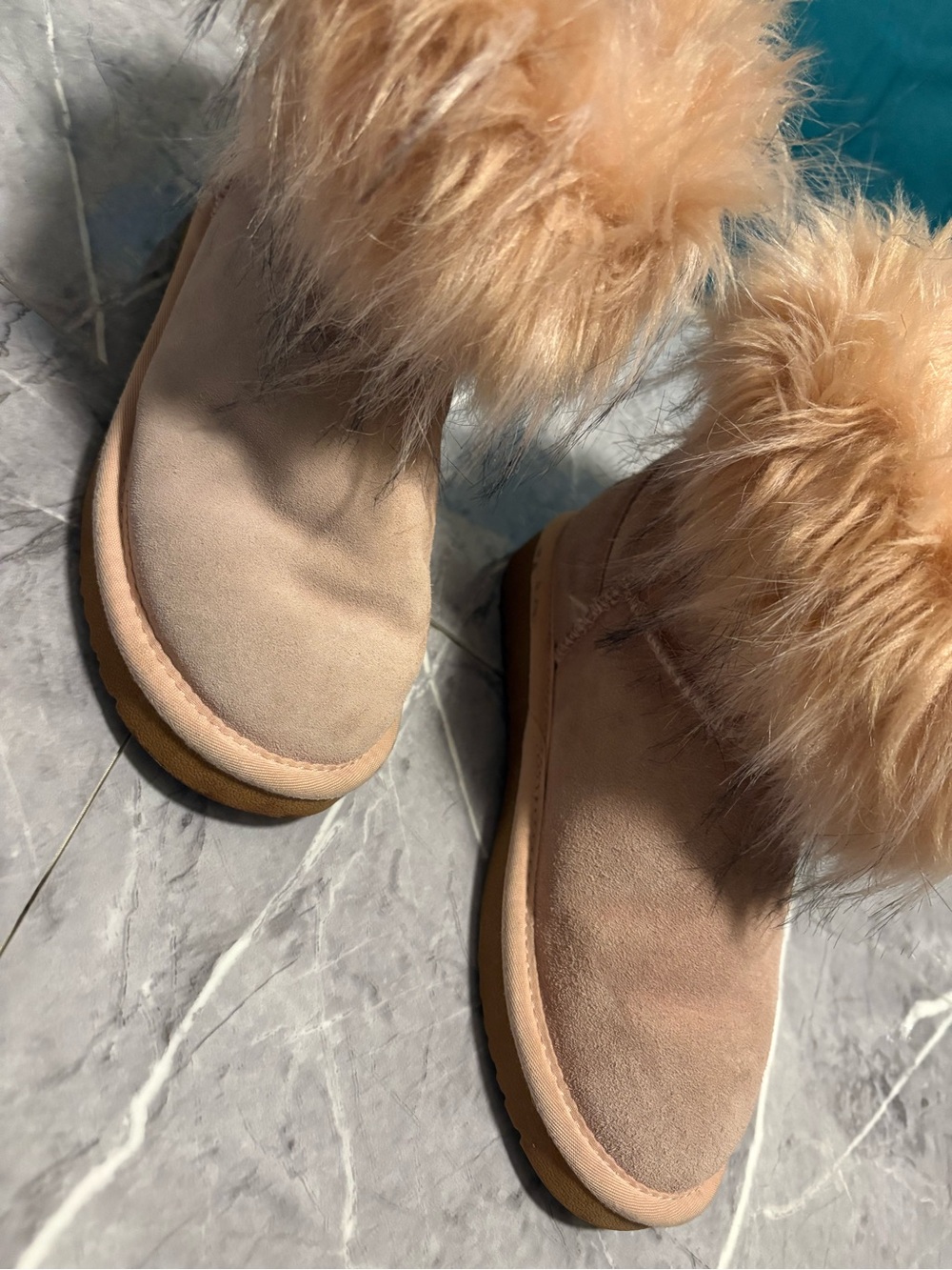 Plush Fur-Trim girl’s Winter Boots - Blush Pink